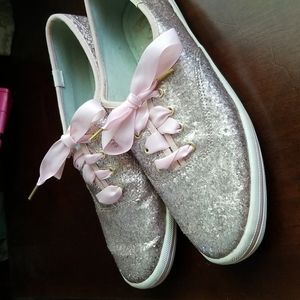 Just in time for the Barbie craze! Pink glitter Kate Spade sneakers
